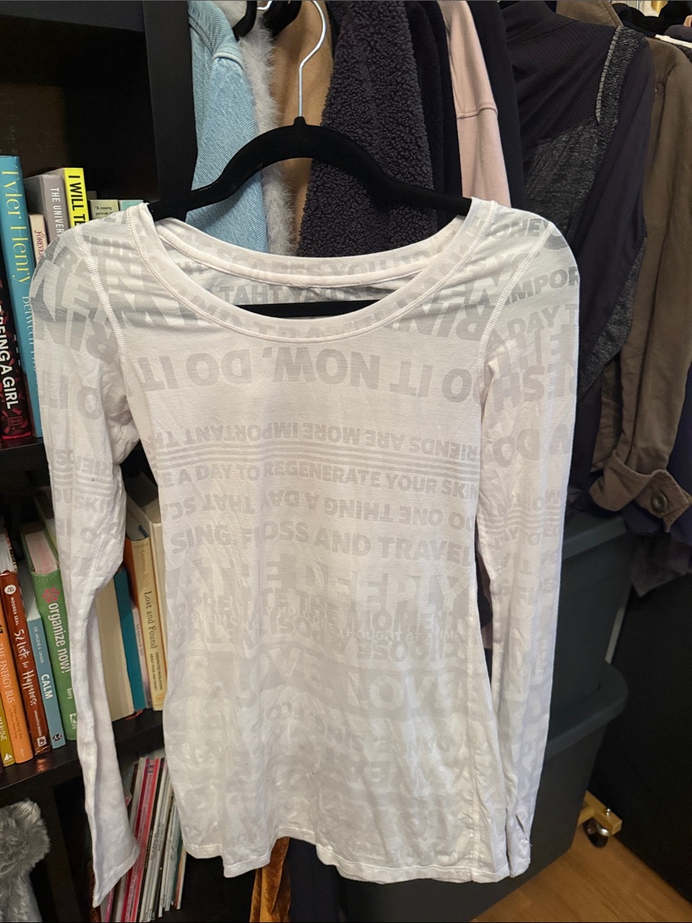 lululemon athletica White Long-Sleeve Graphic Scoop Neck Top